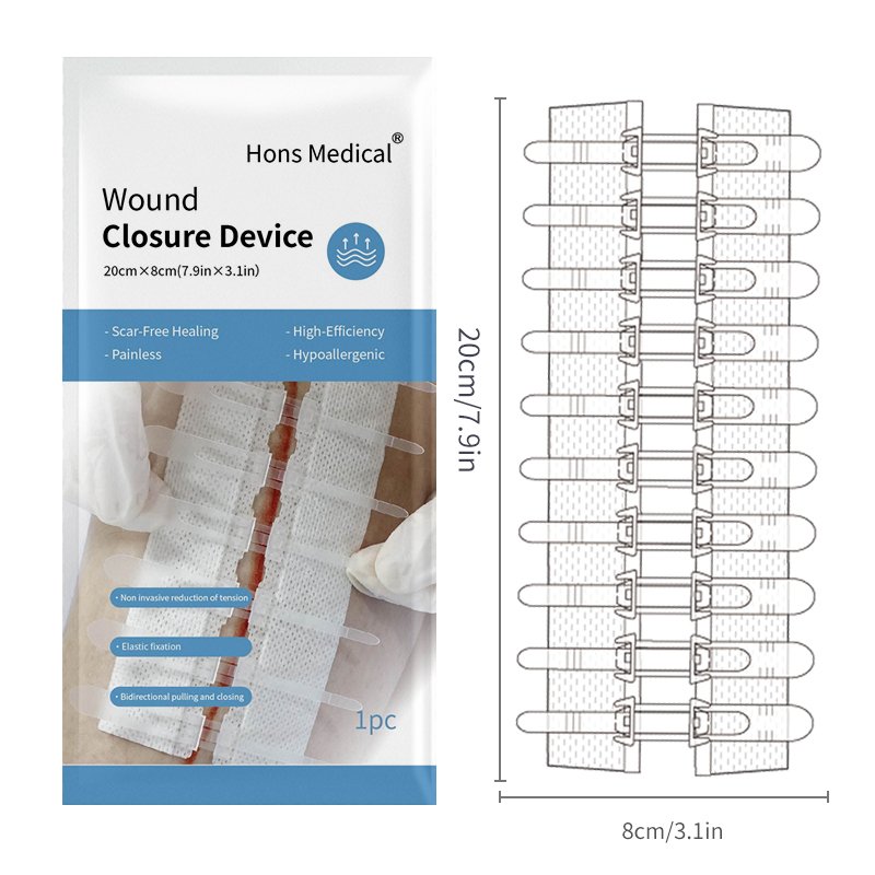 Bande de fermeture de pansements papillon à points de suture, dispositif de fermeture de plaie à double boucle latérale, nouvelle génération de fermeture de plaie.
